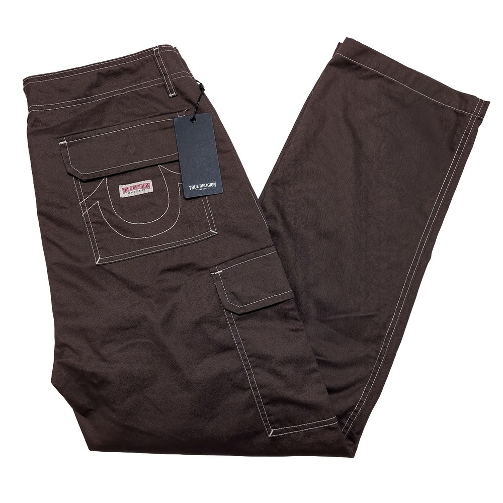 TRUE RELIGION Cargo Pants Mens 34 x 31 Brown NWT 108335